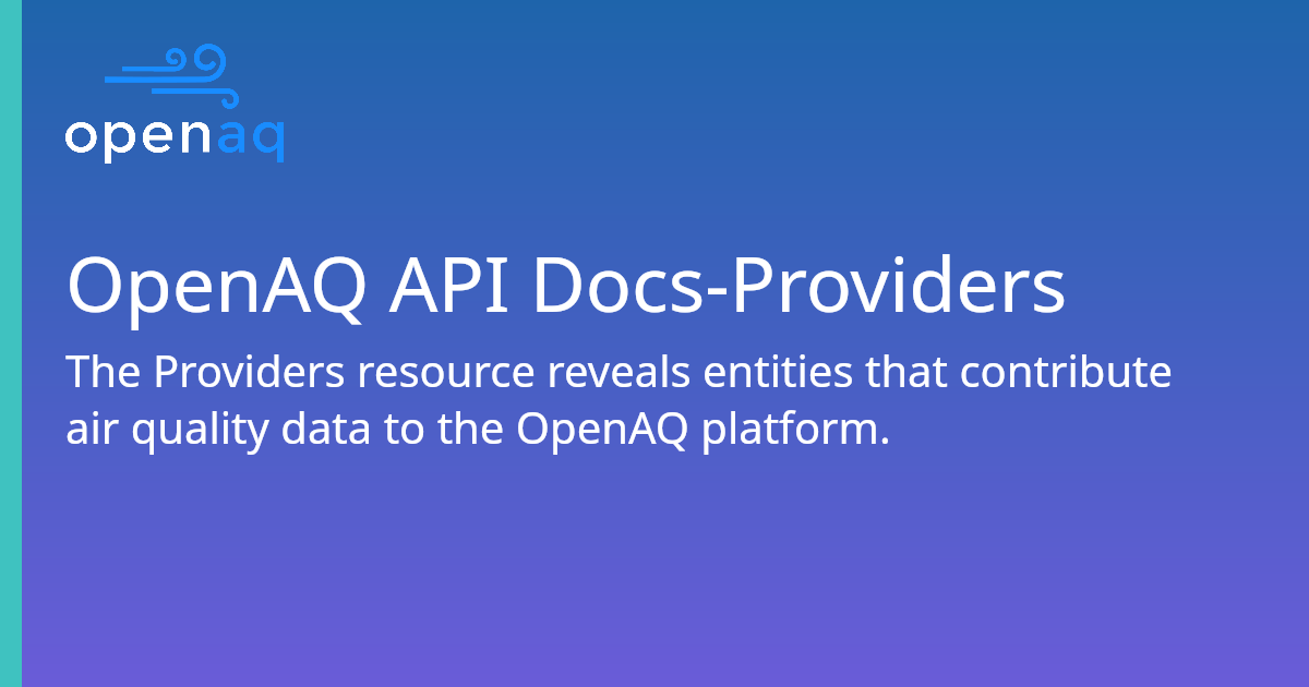 Providers | OpenAQ Docs